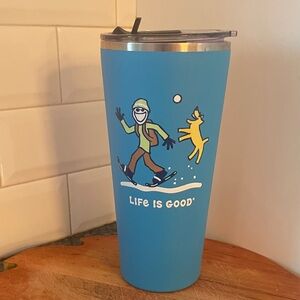 Life Is Good Blue Travel Mug